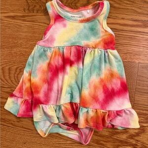 Posh Peanut Tie Dye Sundress with Built in Romper Diaper Cover size 6-12 M